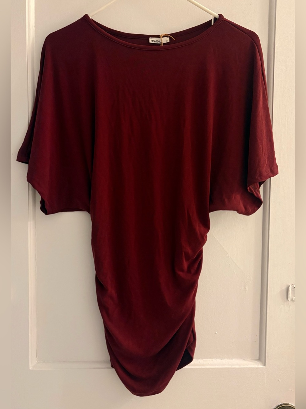 OGL Effortless Boatneck Batwing Sleeve Side Ruched Top Size M NWT